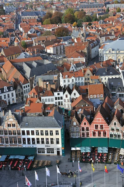 Brugge Pemandangan mata burung Grote Markt — Stok Foto