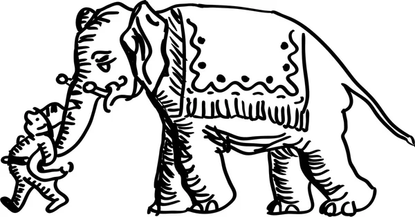 Homme conduisant un éléphant — Image vectorielle