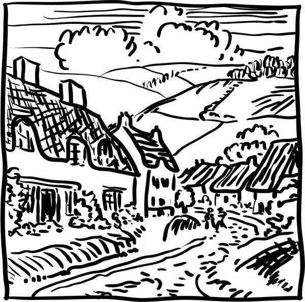 Paysage du village — Image vectorielle