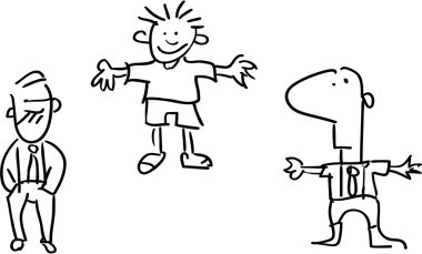 üç basit çizgi film adam