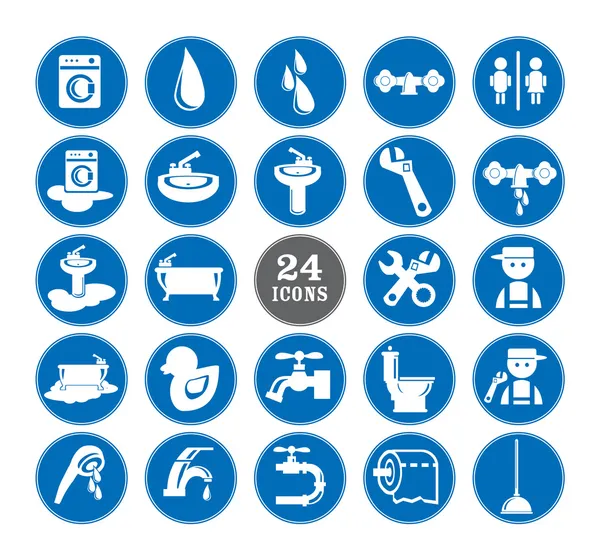 Blue bathroom Icons Set — Stock Vector