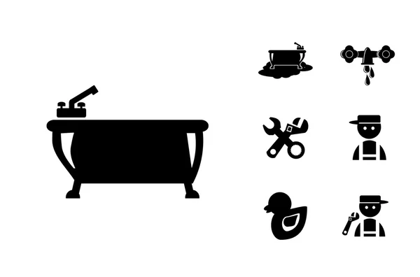 Conjunto de ícones do banheiro preto — Vetor de Stock