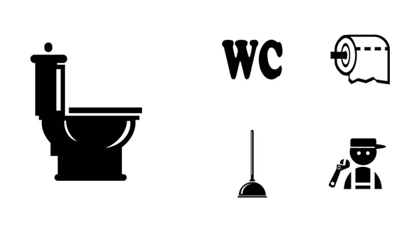 Black bathroom Icons Set — Stock Vector