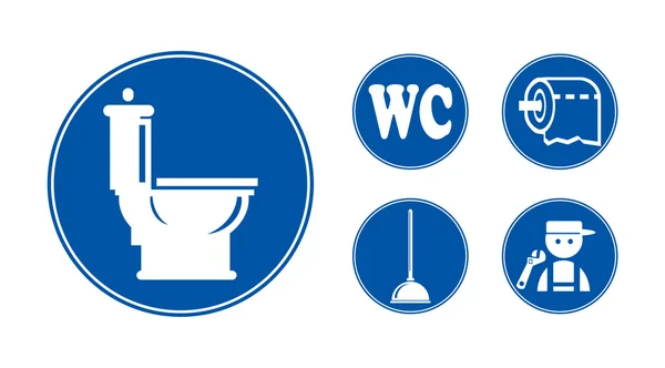 Blue bathroom Icons Set — Stock Vector