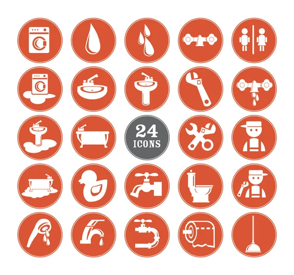 Rode badkamer icons set — Stockvector