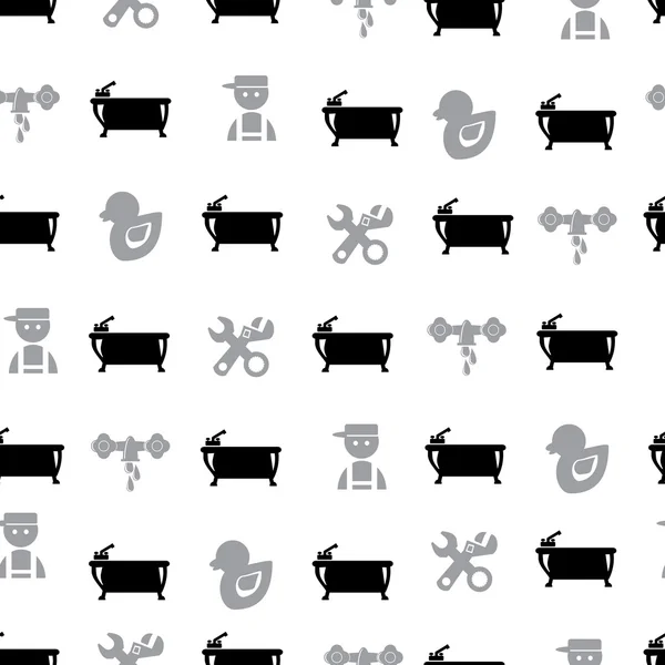 Black bathroom Seamless Pattern — Stock Vector