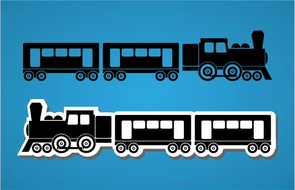 Train and wagon silhouets — Stock Vector