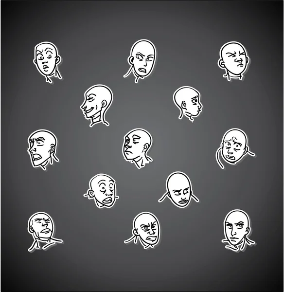 Різноманітність мальованих чоловічих облич негативних — стоковий вектор