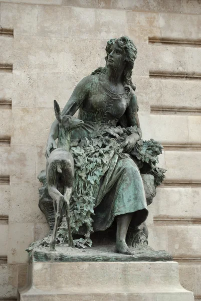 Fountain by the Budapest royal castle — Stock Photo, Image