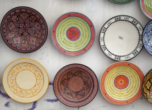 The typical colored pottery on the souk in Marrakech — Stock Photo, Image