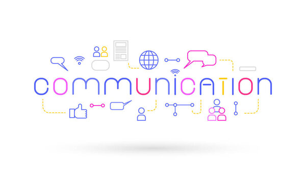 Communication social network colorful text letter elements concept