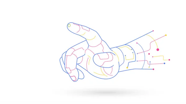 ロボットの指の手を触れるプレス仮想技術接続の概念図の背景 — ストックベクタ