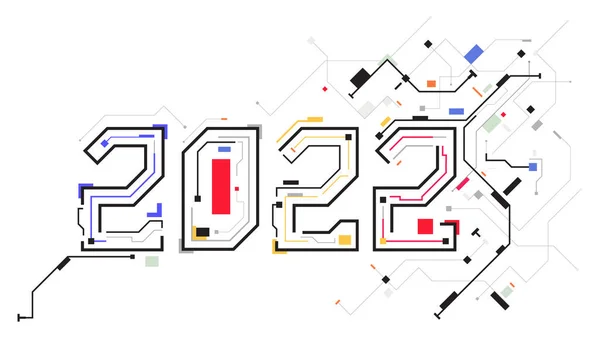 2022 teknolojili yeni yıl dijital sayı teknolojisi konsept çizimi