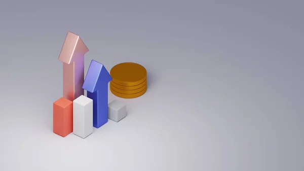 Стрелочный Рост Фондового Актива Иконка Маркетинга Рендеринг Фон — стоковое фото