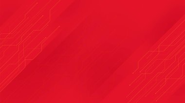 Dijital geometrik teknik elementler soyut vektör grafik afişi kırmızı arkaplan