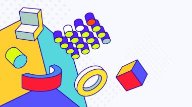 Geometri şekli oyuncu elementler renkli grafik arkaplan