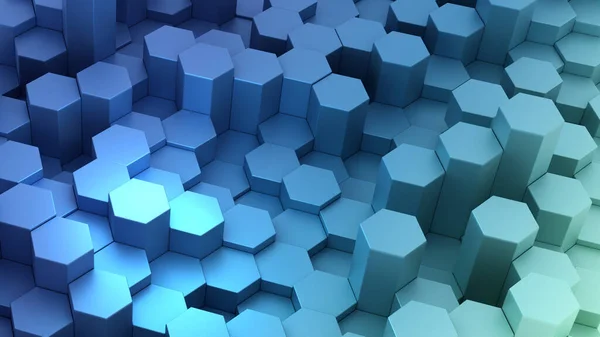 Arranged hexagon contemporary tech gradient blue background 3d rendering