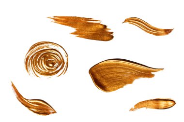 Beyaz arkaplanda izole edilmiş desenli altın vuruşlar.