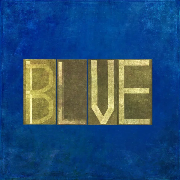 Imagem de fundo terroso e elemento de design útil que descreve a palavra e cor "azul " — Fotografia de Stock
