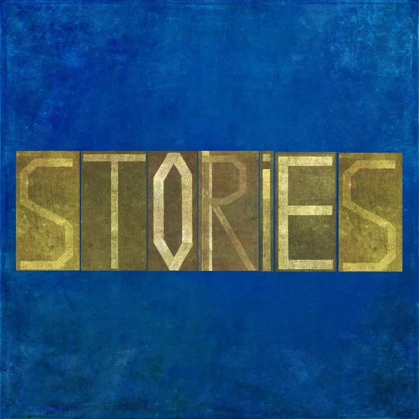 Earthy background image and design element depicting the word "stories" — Stock Photo, Image