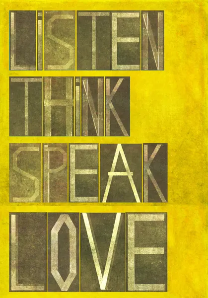 Mots "Écouter Think Speak Love " — Photo