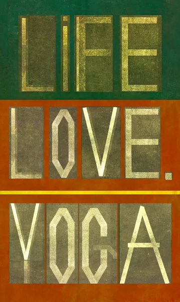 Worte "life love yoga" — Stockfoto