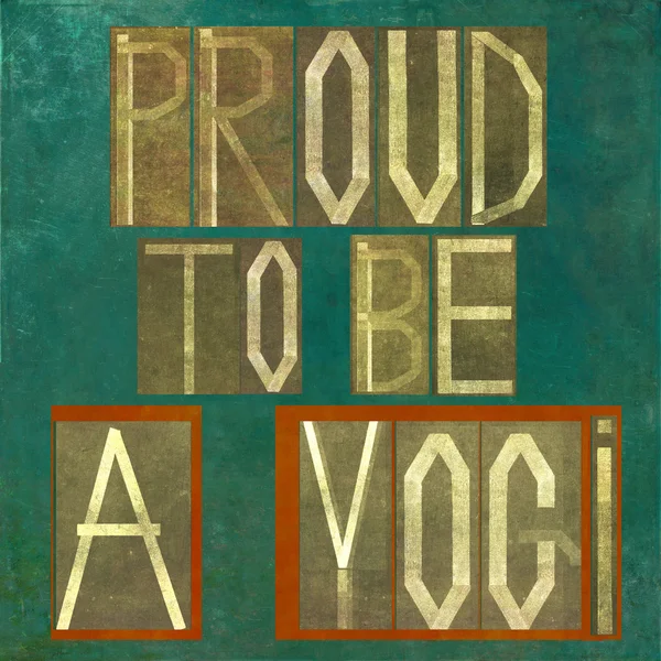 Slova "hrdý na to být jogín" — Stock fotografie