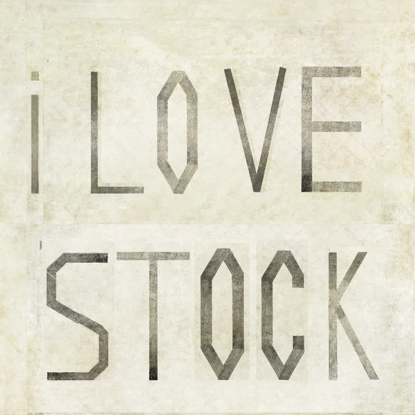 Design element depicting the words "I love stock" — Stock Photo, Image