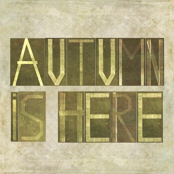 Design element depicting the words "Autumn is here" — Stock Photo, Image