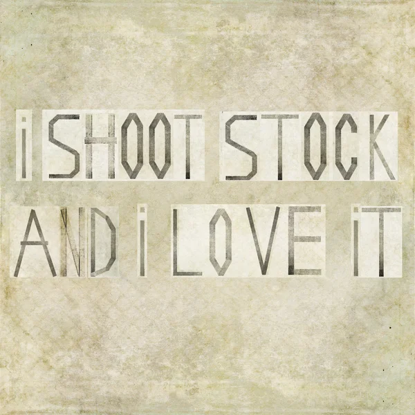 Elemento di design raffigurante le parole "I shoot stock and i love it " — Foto Stock