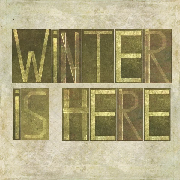 Design element depicting the words "Winter is here" — Stock Photo, Image