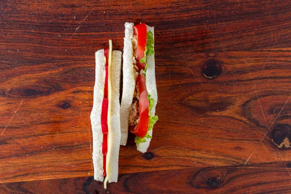 Sandwich Ham Cheese Wooden Background — Stock Photo, Image