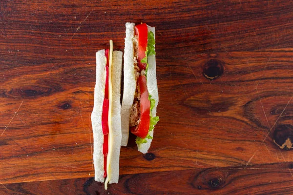 Close Shot Sandwich Tuna Lettuce Tomatoes — Foto Stock