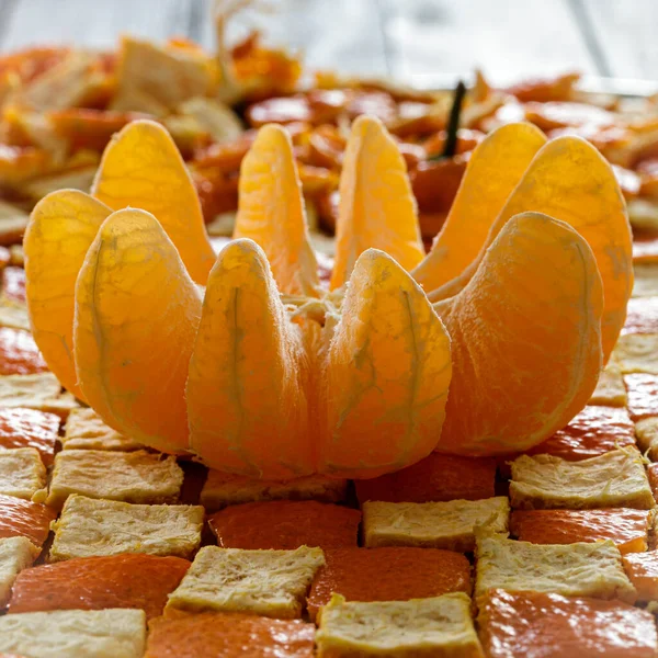 Frische Orangenscheiben Mit Schalen Nahsicht Lebensmittelkonzept — Stockfoto