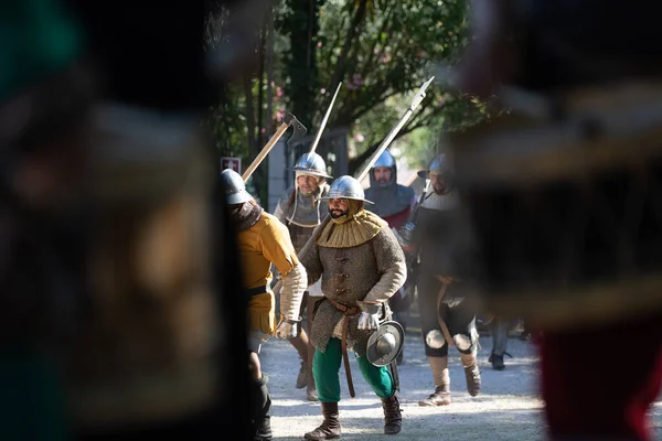 Montorio Verona Italy 2022 Medieval Festival Castle Medieval Soldier Attack —  Fotos de Stock