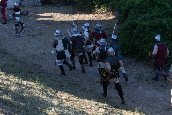 Montorio Verona Italy 2022 Medieval Festival Castle Medieval Soldier Attack — Φωτογραφία Αρχείου