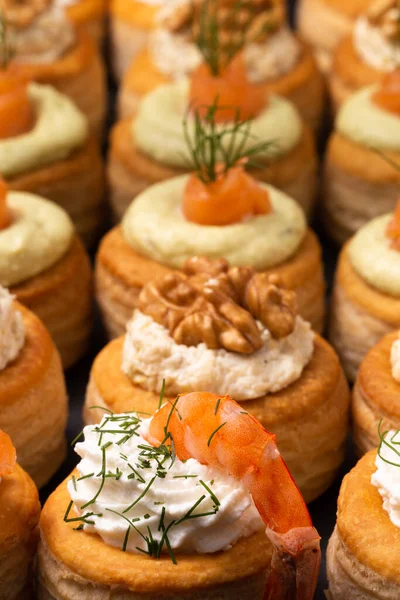 Vol au vent, bite with finger food presentation