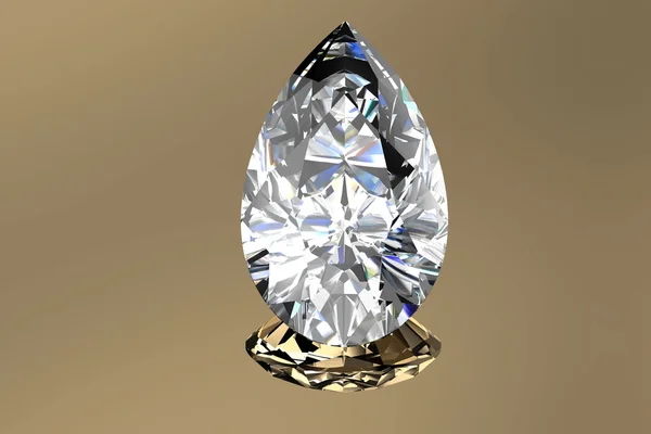 Jóia de diamante com reflexões sobre fundo dourado — Fotografia de Stock