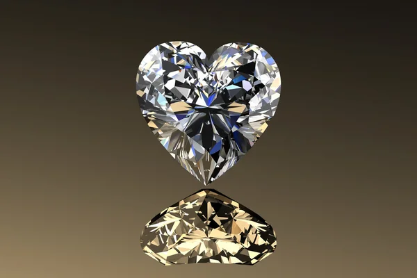 Diamond jewel with reflections on gold background — Stock Photo, Image