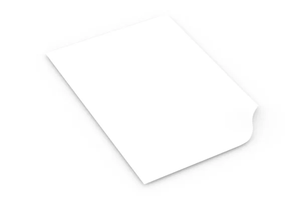 3d foglio bianco di carta — Foto Stock