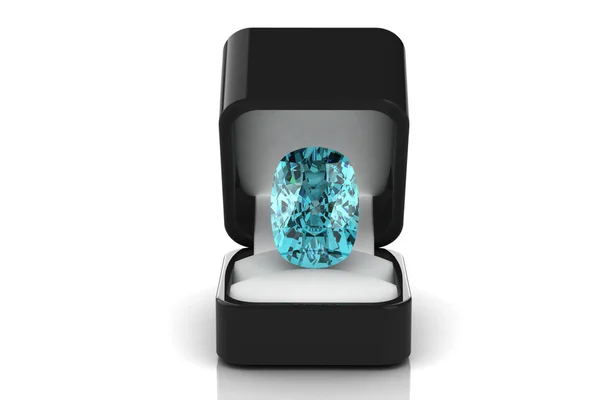 Modrý diamant v dárkové krabici — Stock fotografie