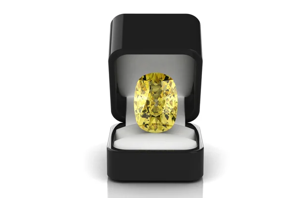 Diamant jaune dans une boîte cadeau — Photo