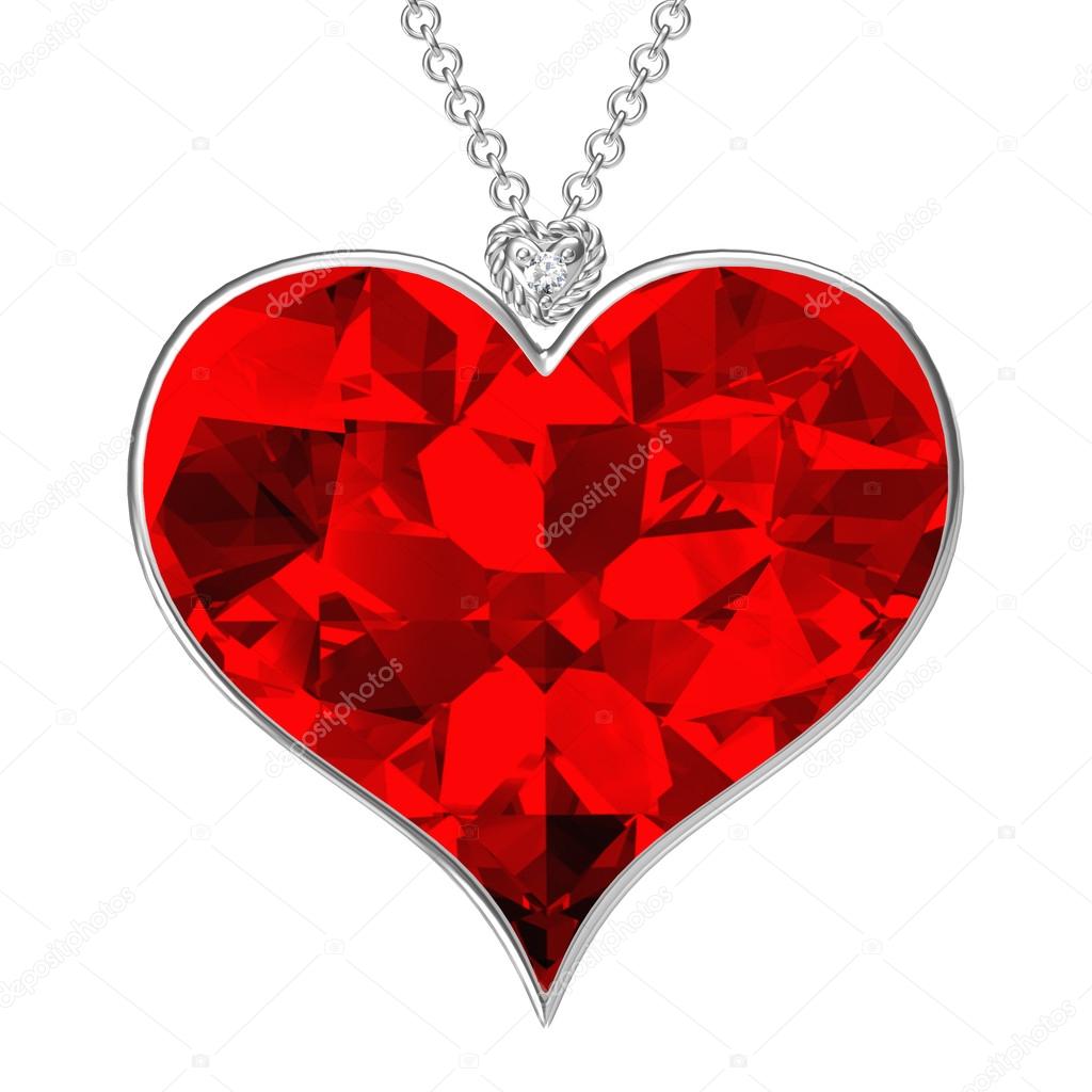 Heart pendant on white background.