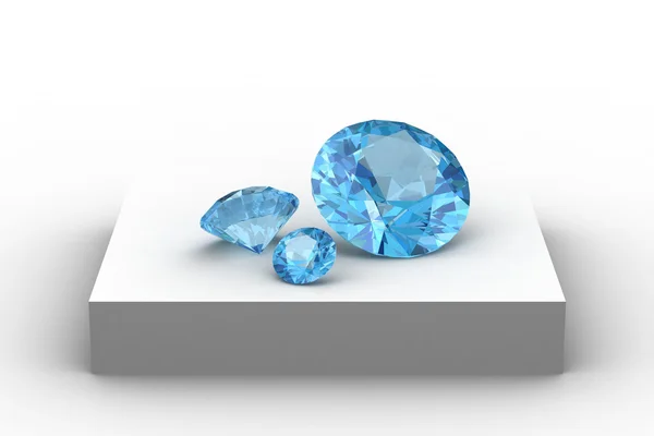 Aquamarine on white podium — Stock Photo, Image