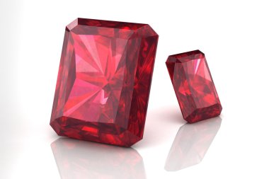 Ruby or Rodolite gemstone on white background clipart
