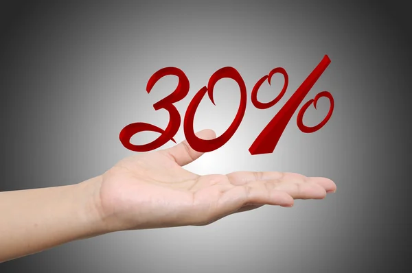 Hand holding the discount information — Stock Photo, Image