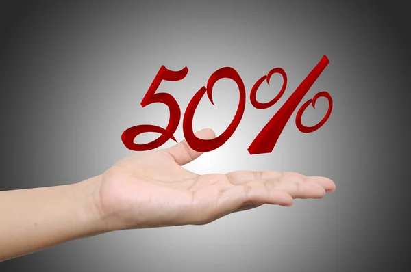 Hand holding the discount information — Stock Photo, Image