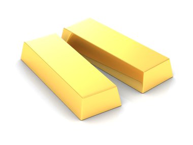 Beyaz arkaplanda altın çubuklar