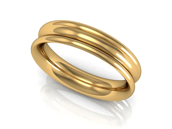 Pareja de anillos de boda de oro sobre fondo blanco — Foto de Stock