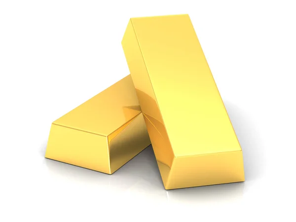 Lingotti d'oro su sfondo bianco — Foto Stock